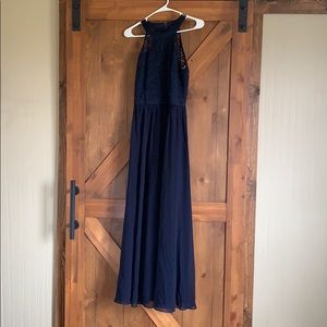 Halter Lace Chiffon Bridesmaid Cocktail Dress